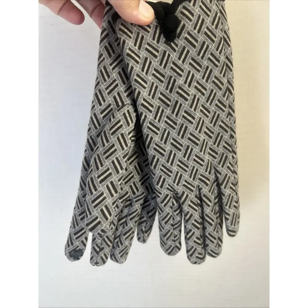 Fadivo New York Womens Touchscreen Gloves Gray Black Fleece Lined New Geometric